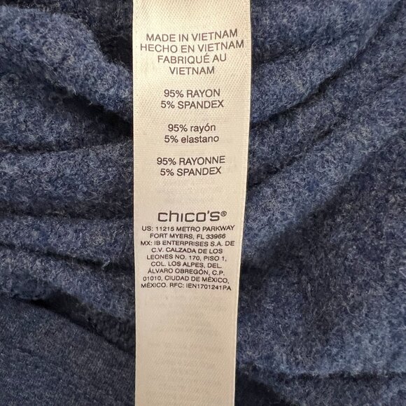 Chicos Womens Blue Heather Long Sleeve Sweater Size 0 Cowl Neck Pullover - Picture 10 of 14